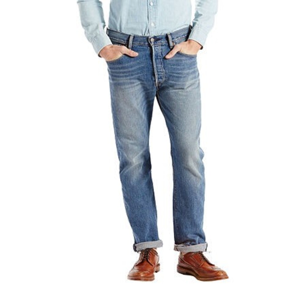 Levi's 501 Original Jeans 36W x 32L Light Blue Denim Straight Leg